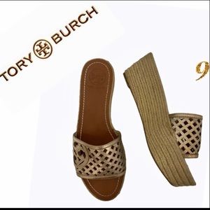 Tory Burch Bronze Thatched Wedge Espadrilles 9